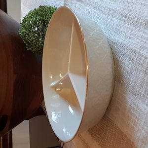 Lenox "Fruits of Life" Porcelain Cream Gold Trim Divided Dish,  Unused, Like New
